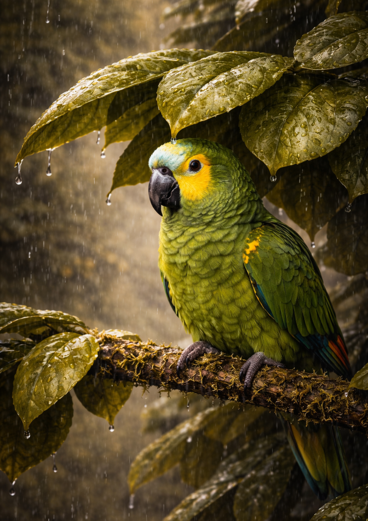 Sticker Sheet / Greeting Card – Parrot Under a Leaf Full Cat. No. 9120