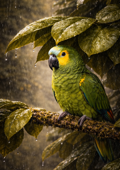 Sticker Sheet / Greeting Card – Parrot Under a Leaf Full Cat. No. 9120