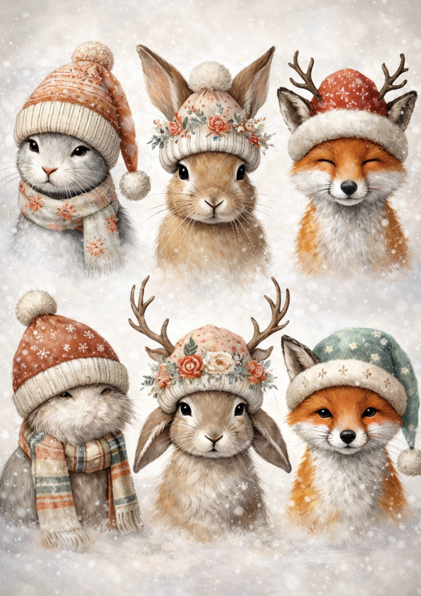 Sticker Sheet / Greeting Card – Winter Animals Collage Cat. No. 9128