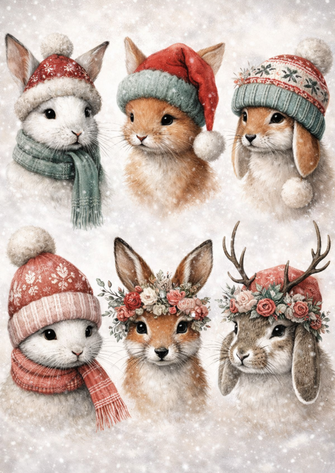 Sticker Sheet / Greeting Card – Winter Animals Collage Cat. No. 9129