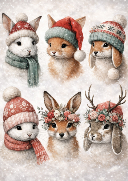 Sticker Sheet / Greeting Card – Winter Animals Collage Cat. No. 9129