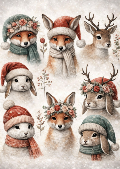 Sticker Sheet / Greeting Card – Winter Animals Collage Cat. No. 9130