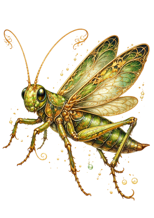 Sticker Sheet / Greeting Card – Gothic Grasshopper Full Cat. No. 9135