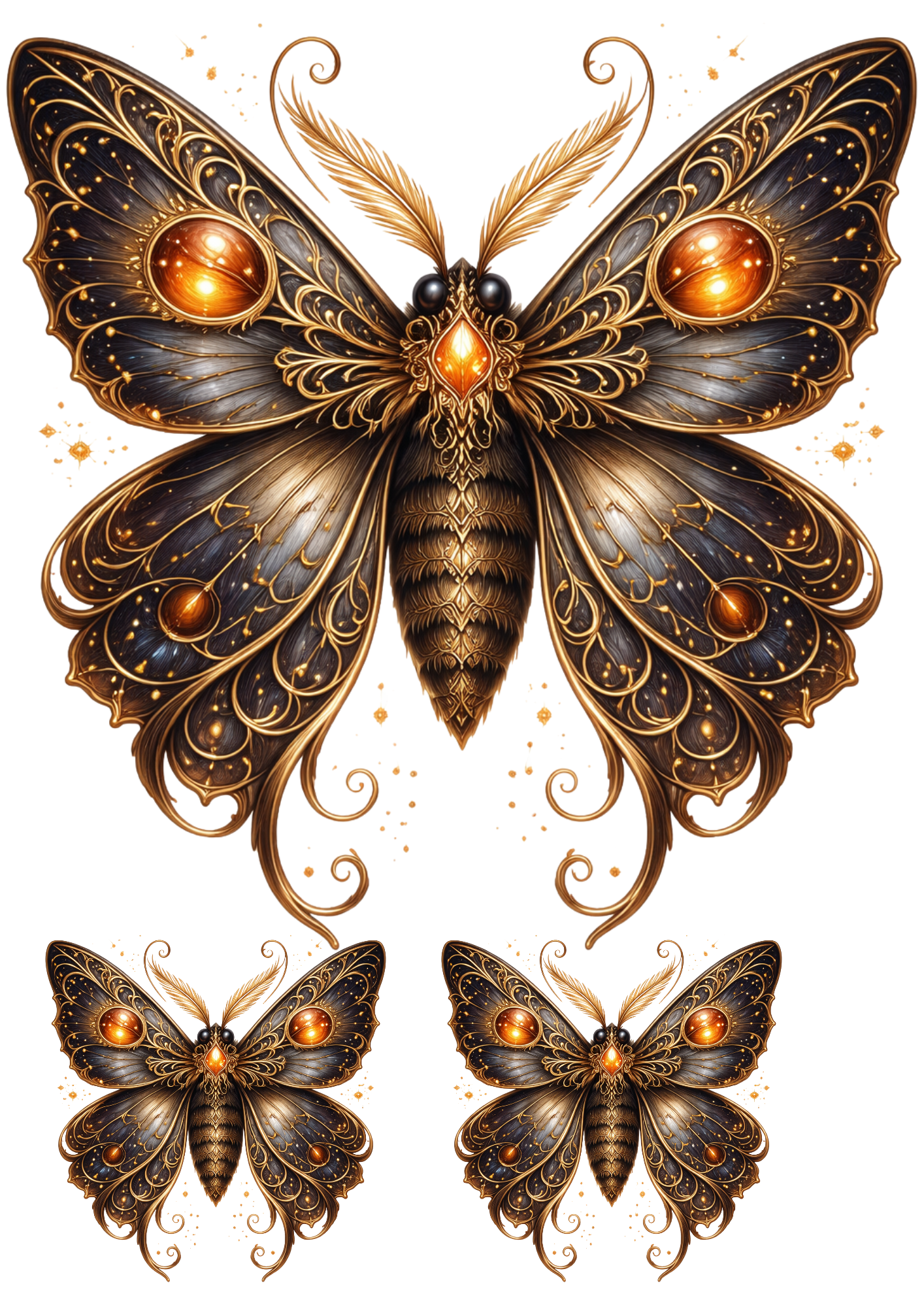 Sticker Sheet / Greeting Card – Gothic Moth Collage Cat. No. 9136