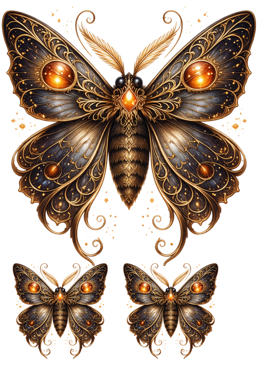 Sticker Sheet / Greeting Card – Gothic Moth Collage Cat. No. 9136