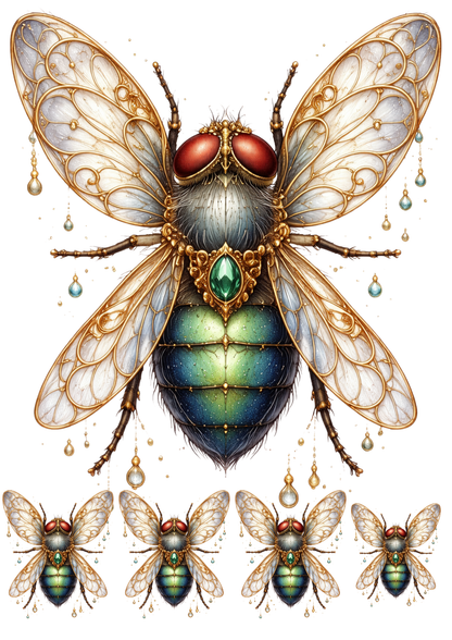 Sticker Sheet / Greeting Card – Gothic Fly Collage Cat. No. 9138