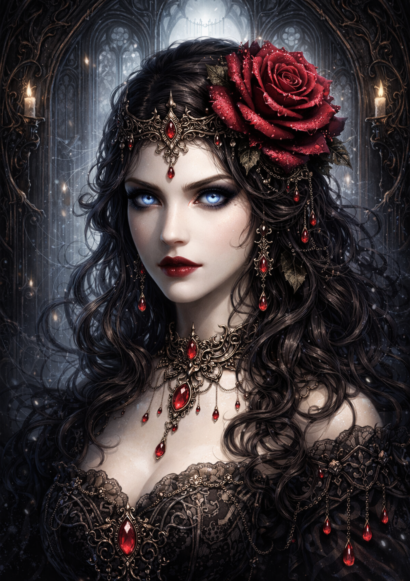 Sticker Sheet / Greeting Card – Gothic Woman Portrait Full Cat. No. 9143