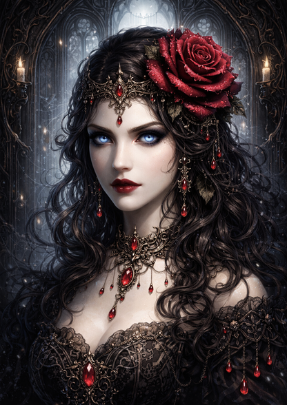 Sticker Sheet / Greeting Card – Gothic Woman Portrait Full Cat. No. 9143