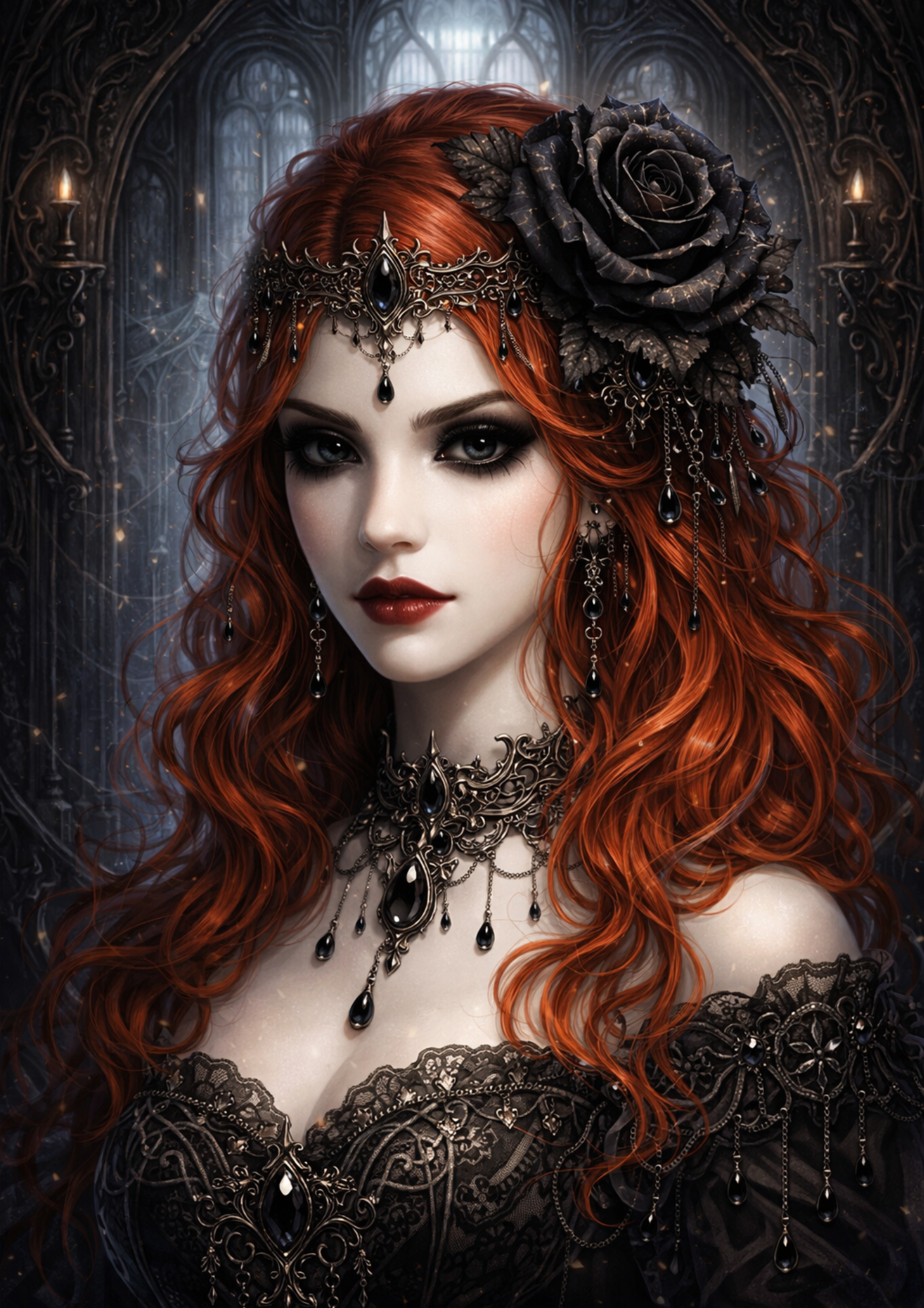 Sticker Sheet / Greeting Card – Gothic Woman Portrait Full Cat. No. 9145