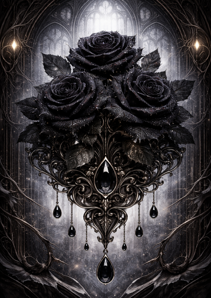 Sticker Sheet / Greeting Card – Gothic Black Roses Full Cat. No. 9146