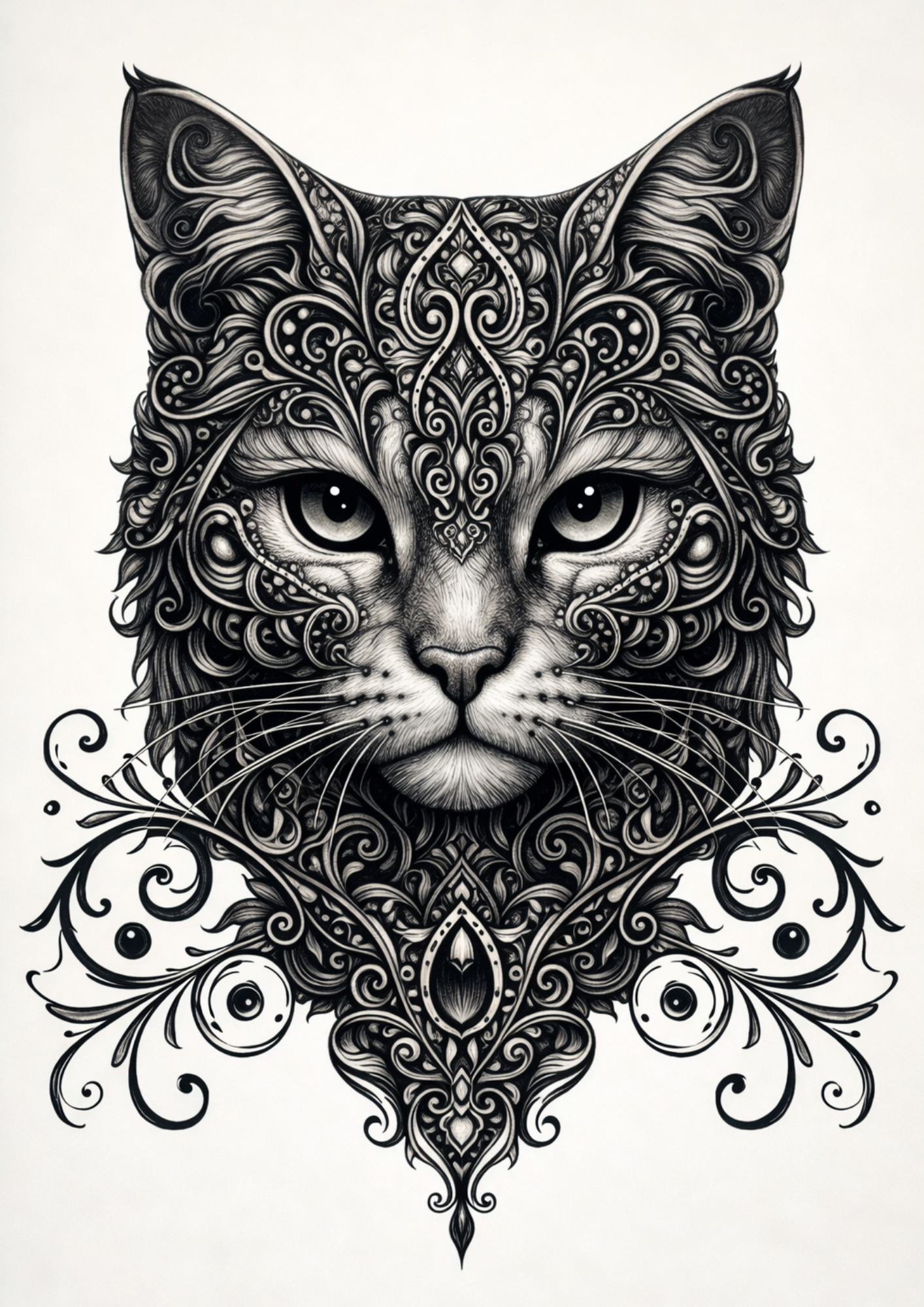 Sticker Sheet / Greeting Card – Gothic Cat Face Full Cat. No. 9149