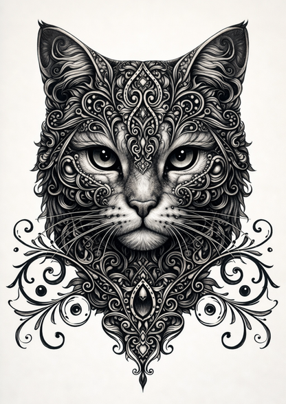 Sticker Sheet / Greeting Card – Gothic Cat Face Full Cat. No. 9149