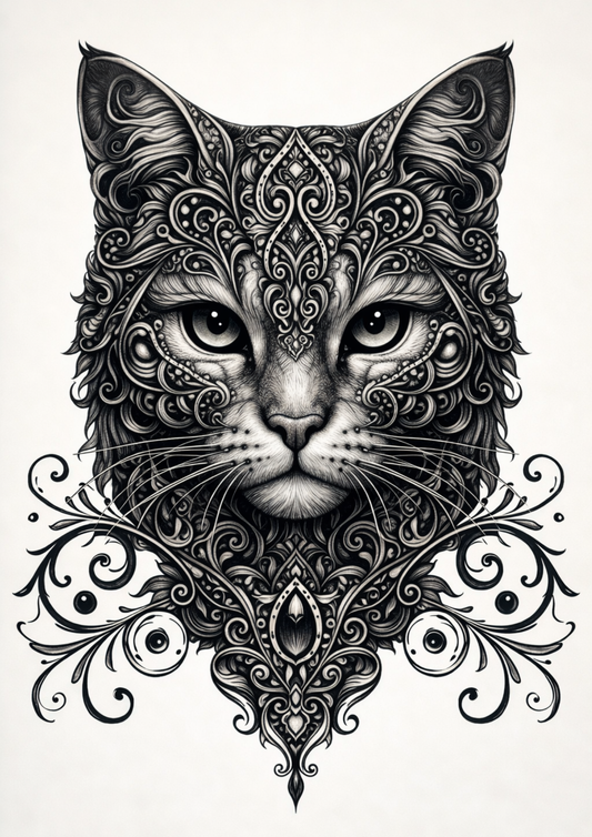 Sticker Sheet / Greeting Card – Gothic Cat Face Full Cat. No. 9149