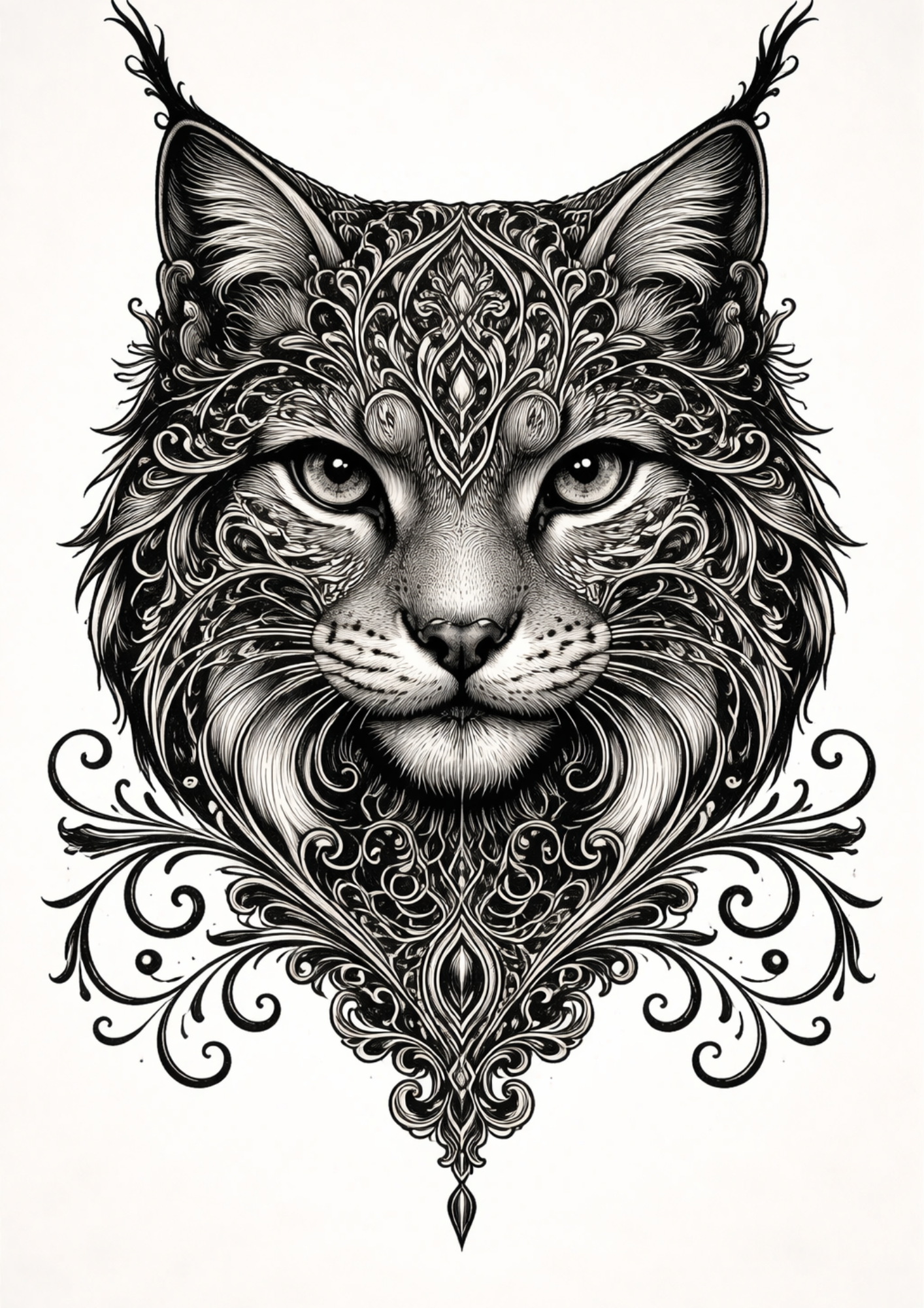 Sticker Sheet / Greeting Card – Gothic Lynx Face Full Cat. No. 9150