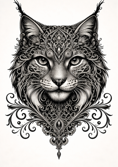 Sticker Sheet / Greeting Card – Gothic Lynx Face Full Cat. No. 9150