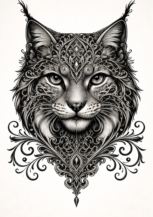 Sticker Sheet / Greeting Card – Gothic Lynx Face Full Cat. No. 9150