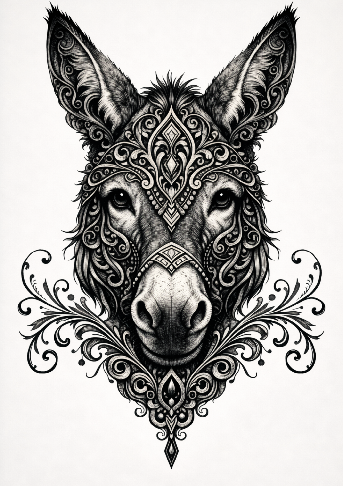 Sticker Sheet / Greeting Card – Gothic Donkey Face Full Cat. No. 9151