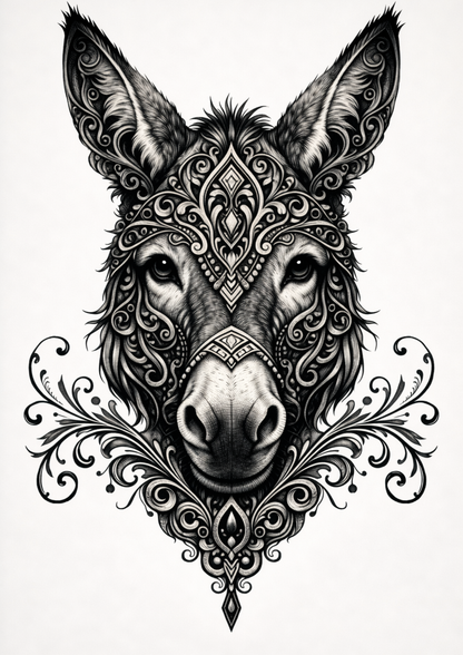 Sticker Sheet / Greeting Card – Gothic Donkey Face Full Cat. No. 9151