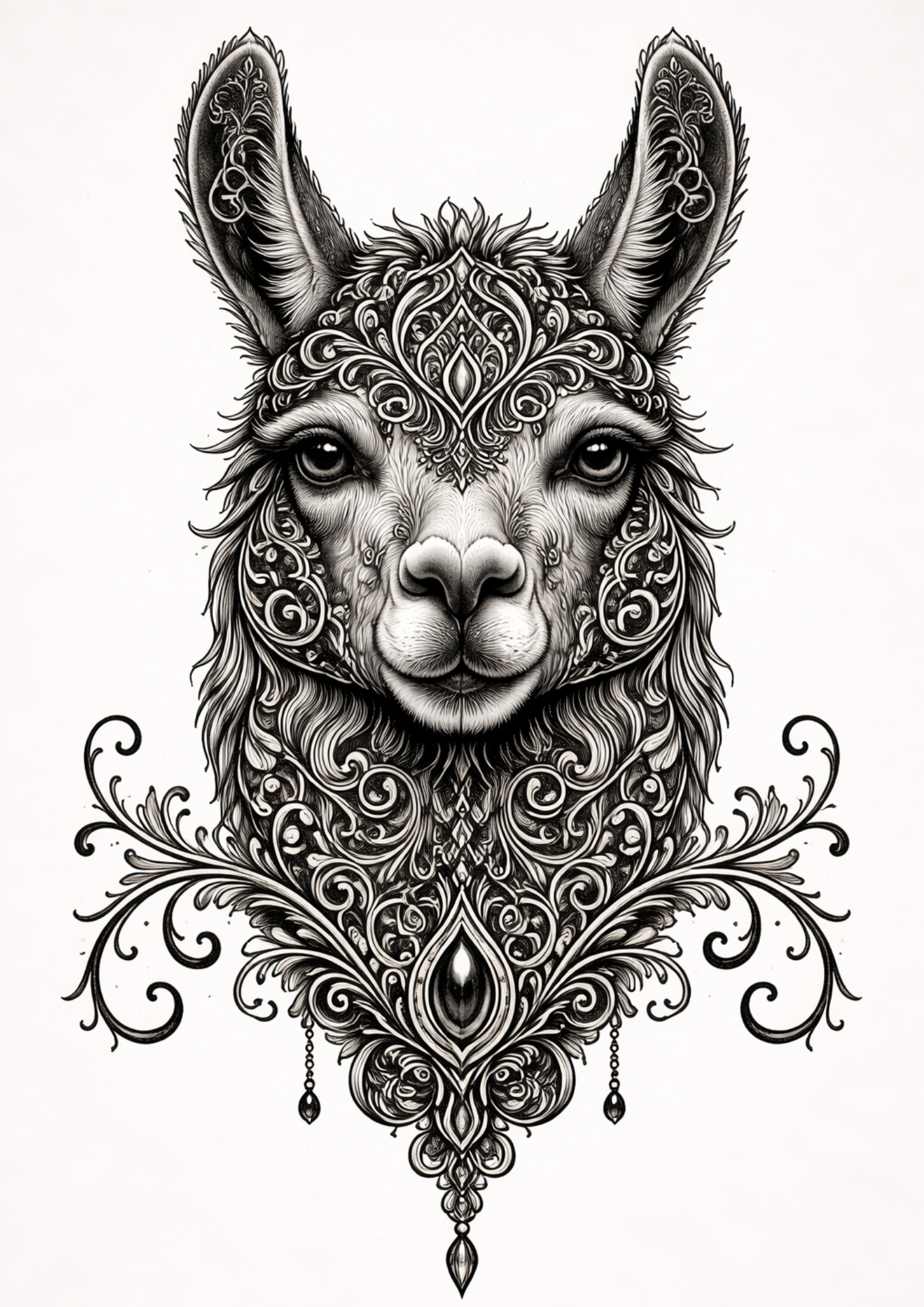 Sticker Sheet / Greeting Card – Gothic Lama Face Full Cat. No. 9152