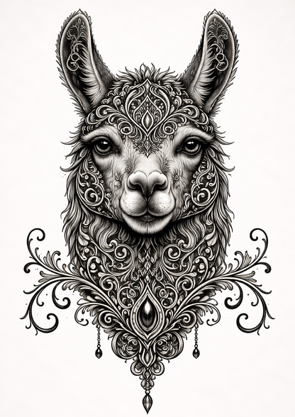 Sticker Sheet / Greeting Card – Gothic Lama Face Full Cat. No. 9152