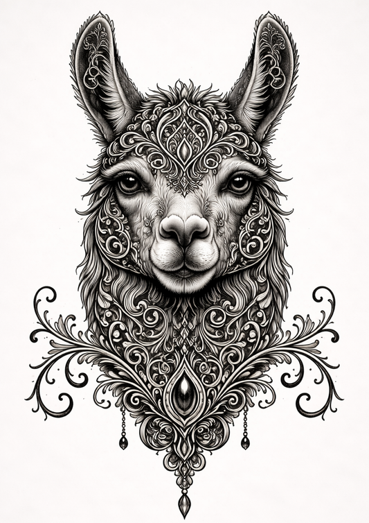 Sticker Sheet / Greeting Card – Gothic Lama Face Full Cat. No. 9152