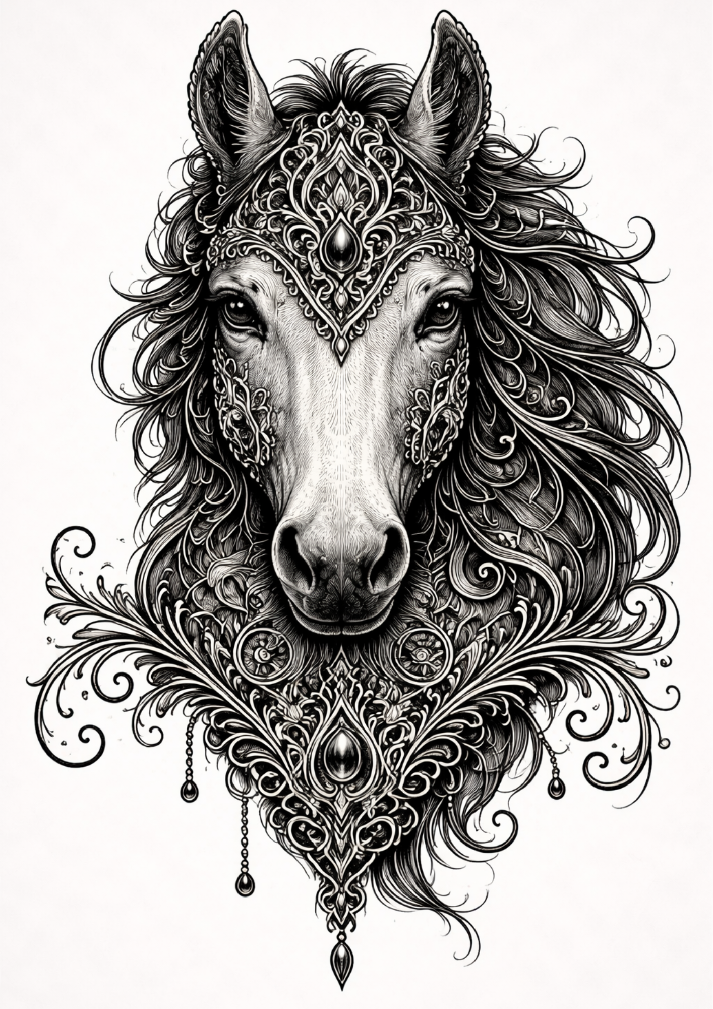 Sticker Sheet / Greeting Card – Gothic Horse Face Full Cat. No. 9153
