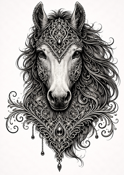 Sticker Sheet / Greeting Card – Gothic Horse Face Full Cat. No. 9153