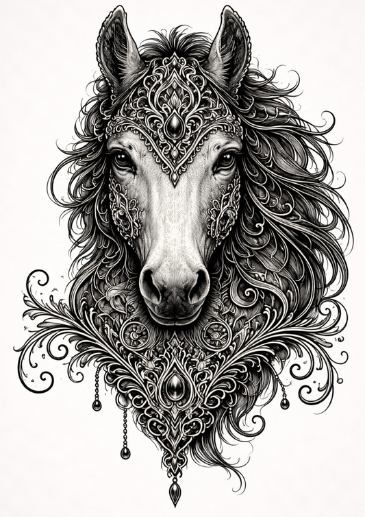 Sticker Sheet / Greeting Card – Gothic Horse Face Full Cat. No. 9153