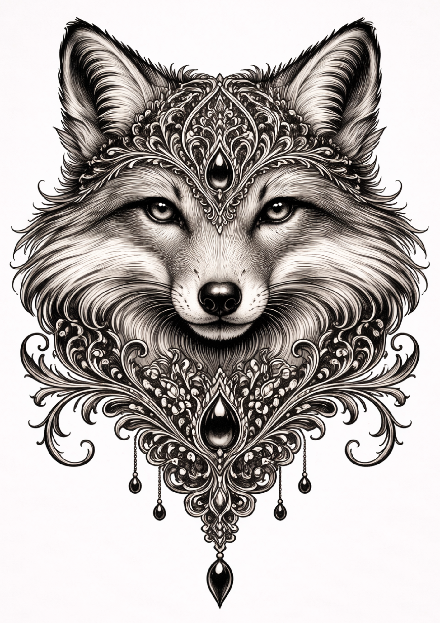Sticker Sheet / Greeting Card – Gothic Fox Face Full Cat. No. 9156