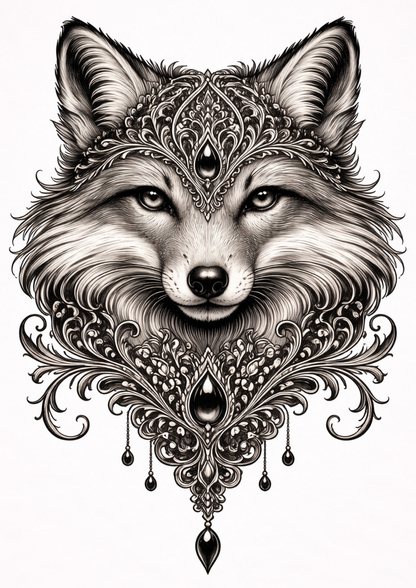 Sticker Sheet / Greeting Card – Gothic Fox Face Full Cat. No. 9156