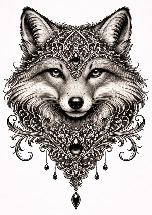 Sticker Sheet / Greeting Card – Gothic Fox Face Full Cat. No. 9156