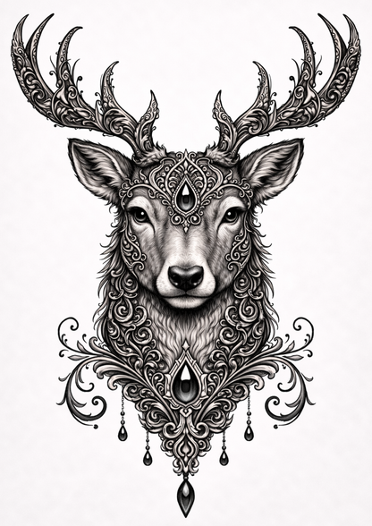 Sticker Sheet / Greeting Card – Gothic Deer Portrait Full Cat. No. 9157