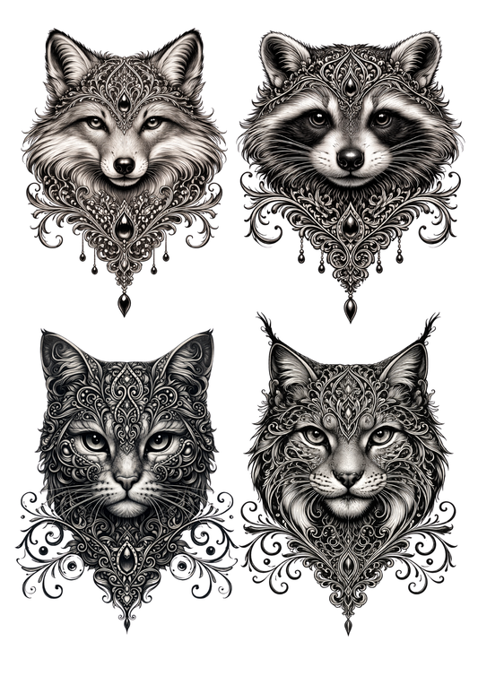 Sticker Sheet / Greeting Card – Gothic Animals Collage Cat. No. 9159