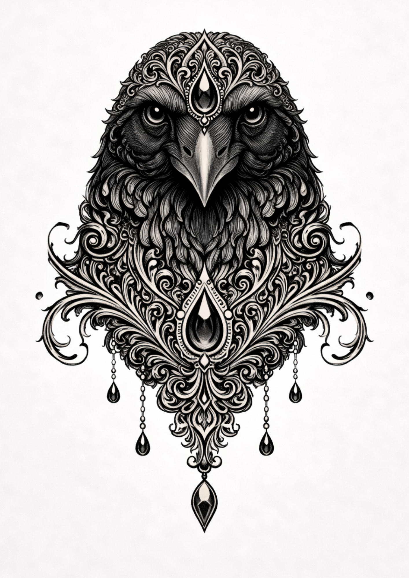 Sticker Sheet / Greeting Card – Gothic Raven Portrait Full Cat. No. 9160