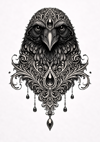 Sticker Sheet / Greeting Card – Gothic Raven Portrait Full Cat. No. 9160