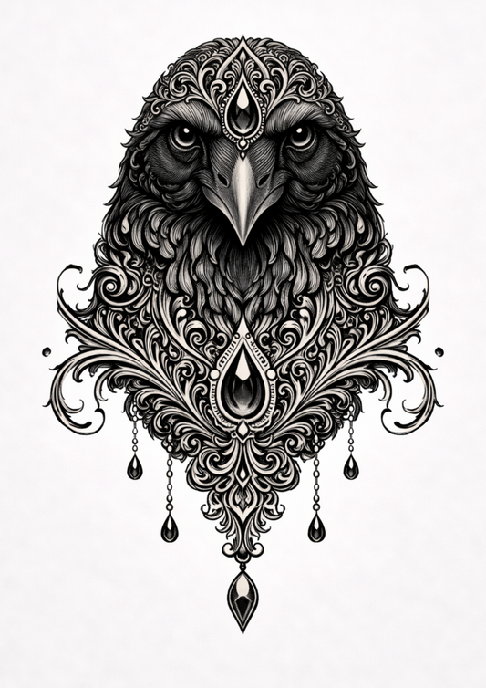 Sticker Sheet / Greeting Card – Gothic Raven Portrait Full Cat. No. 9160