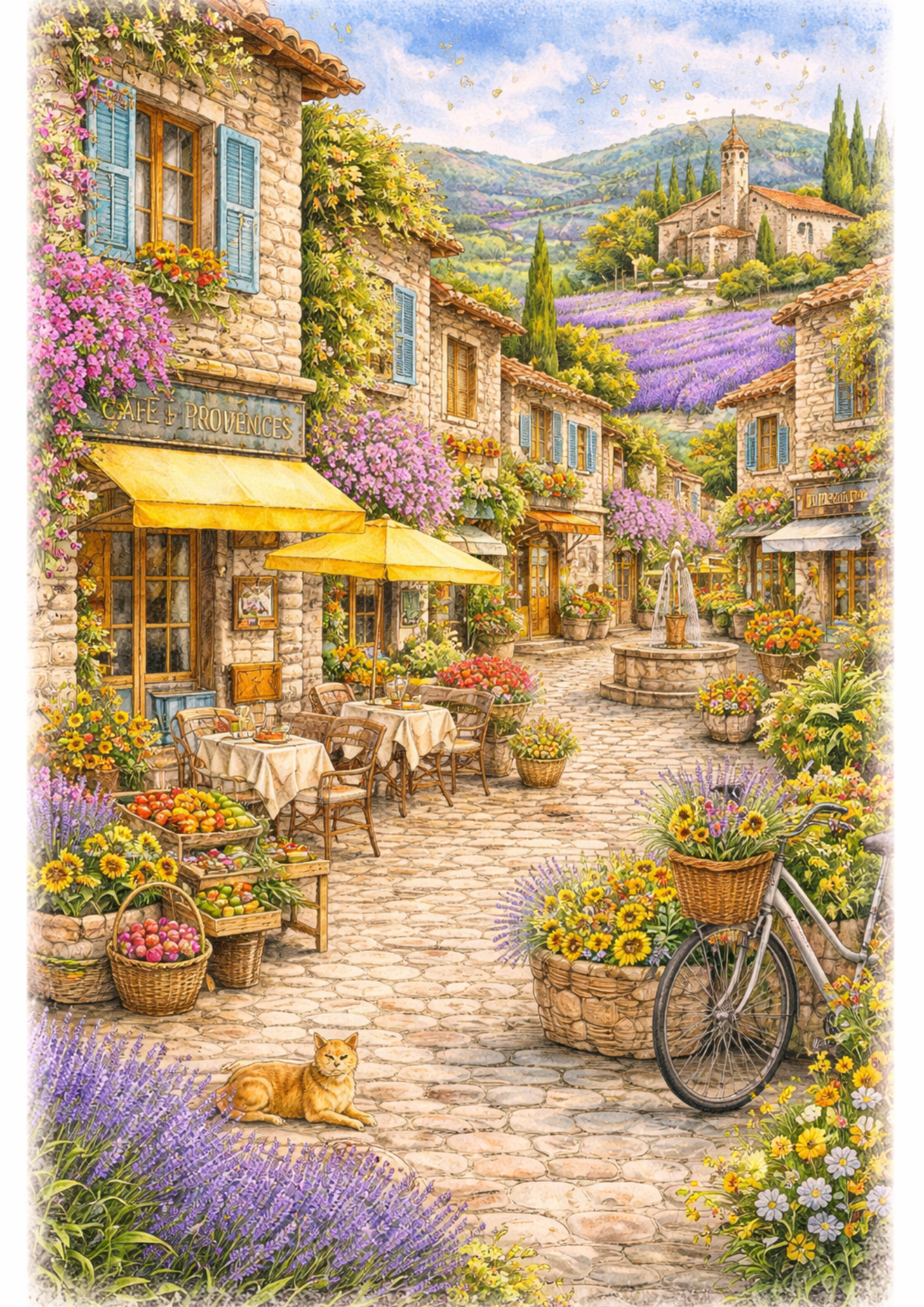 Sticker Sheet / Greeting Card – Beautiful Provence Landscape Full Cat. No. 9162