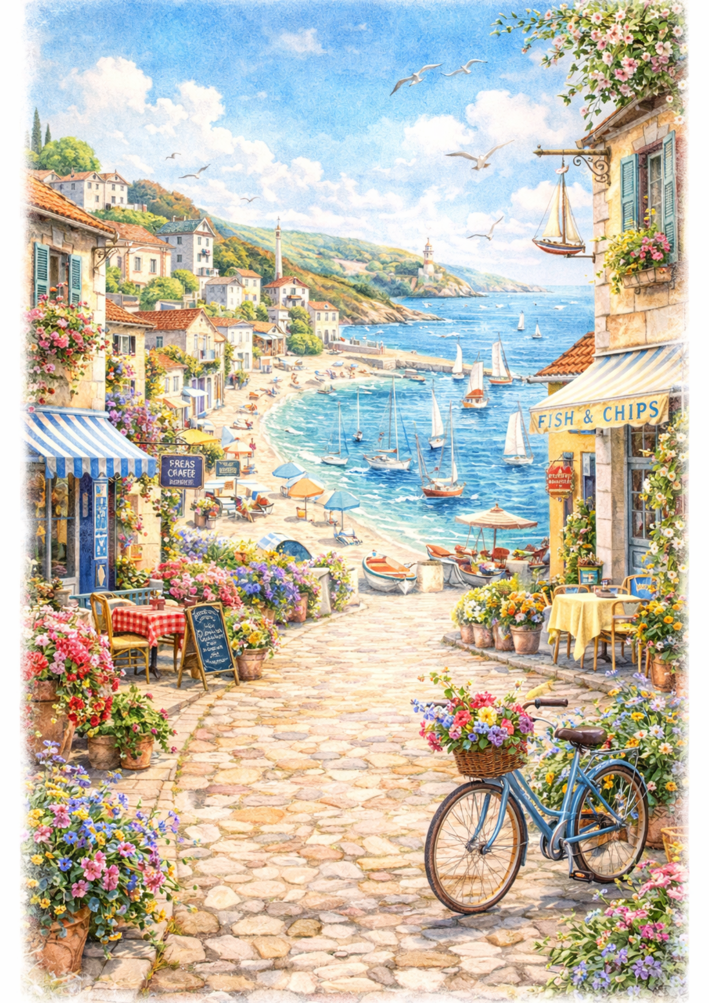 Sticker Sheet / Greeting Card – Beautiful Cote Lazur Landscape Full Cat. No. 9163