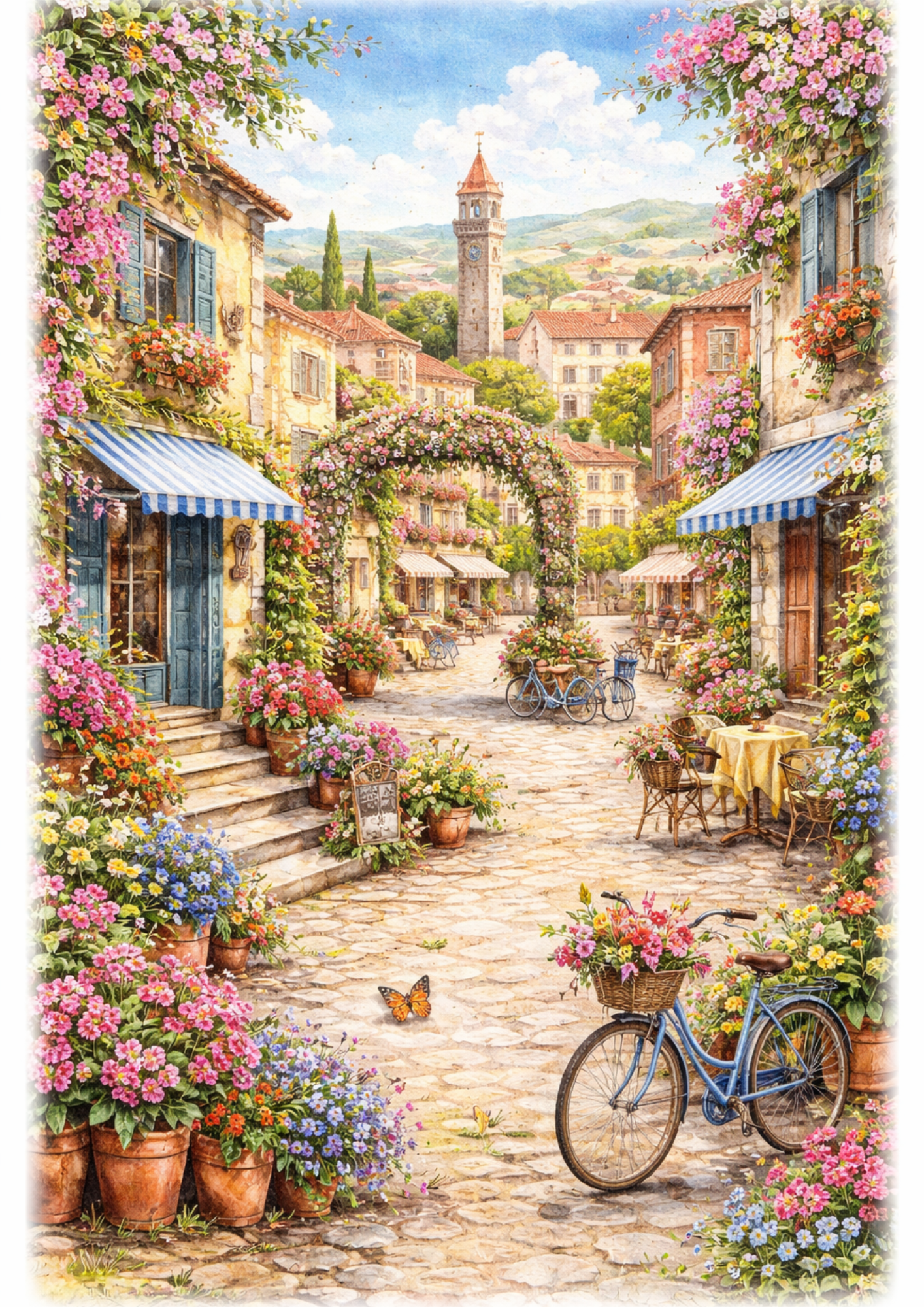 Sticker Sheet / Greeting Card – Spring Town Landscape Full Cat. No. 9164