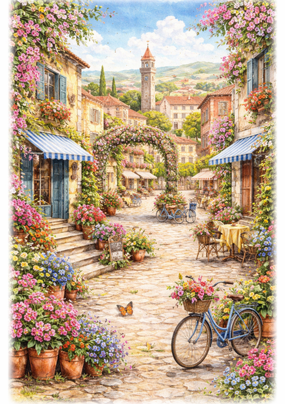 Sticker Sheet / Greeting Card – Spring Town Landscape Full Cat. No. 9164