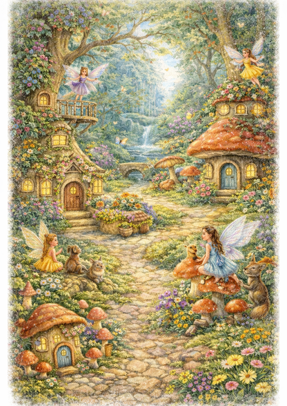 Sticker Sheet / Greeting Card – Fairy Village Full Cat. No. 9165