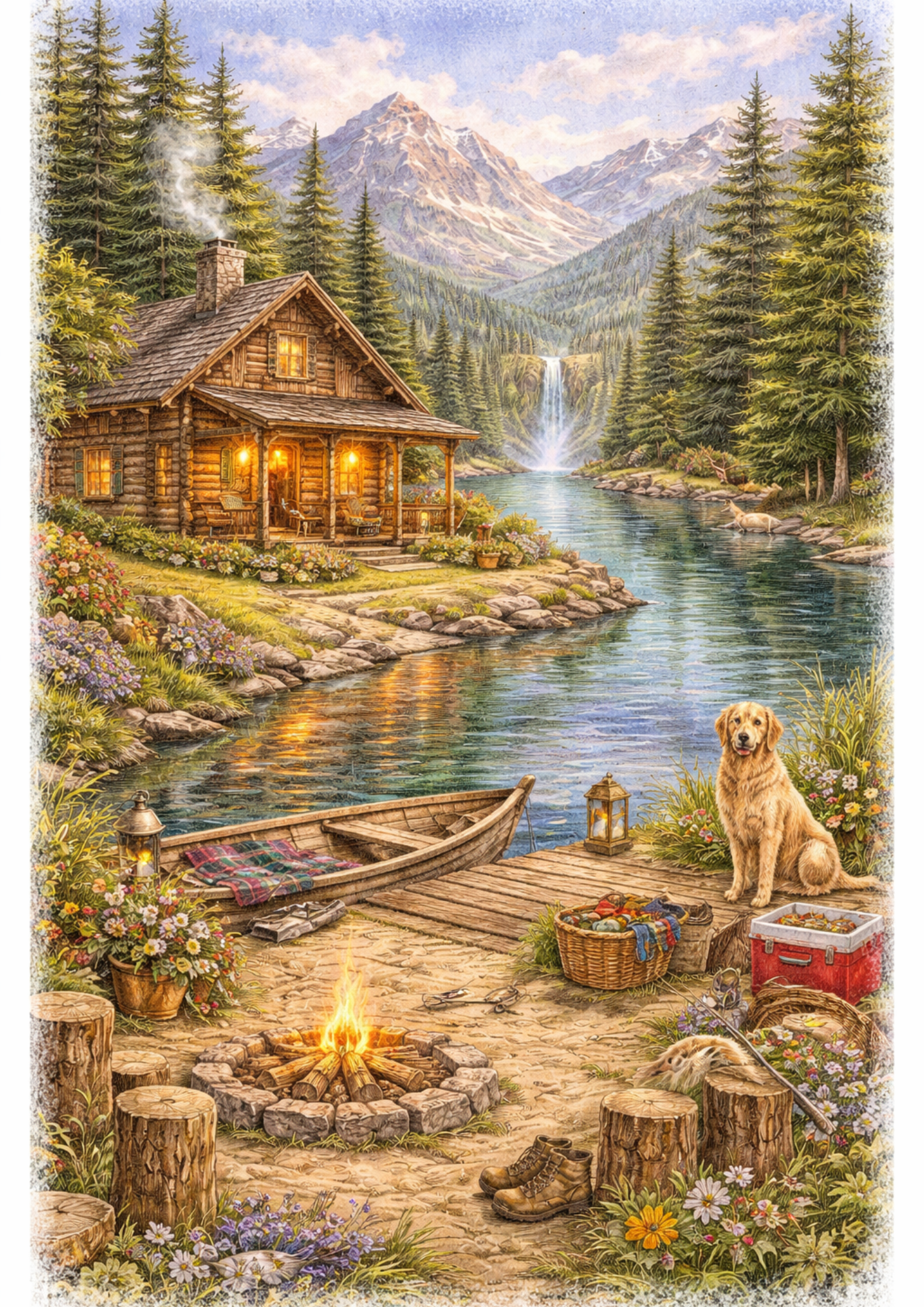 Sticker Sheet / Greeting Card – Summer Mountain Cabin Full Cat. No. 9166