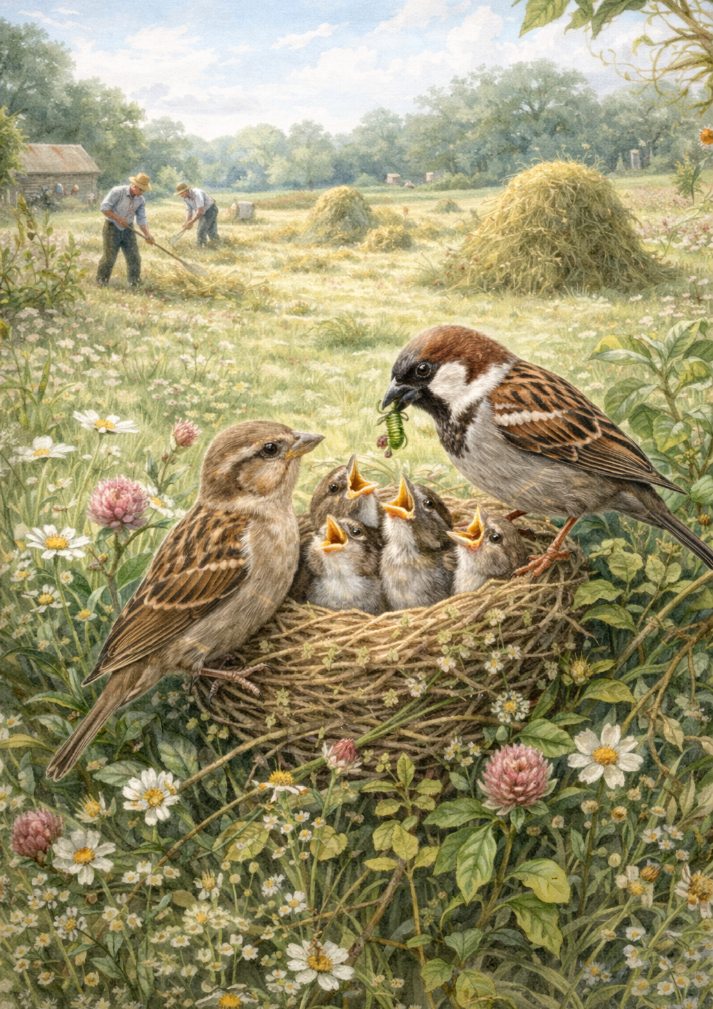 Sticker Sheet / Greeting Card – Sparrow Nest Full Cat. No. 9169