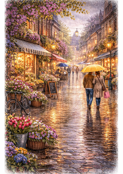 Sticker Sheet / Greeting Card – Rainy Day in Paris Full Cat. No. 9176