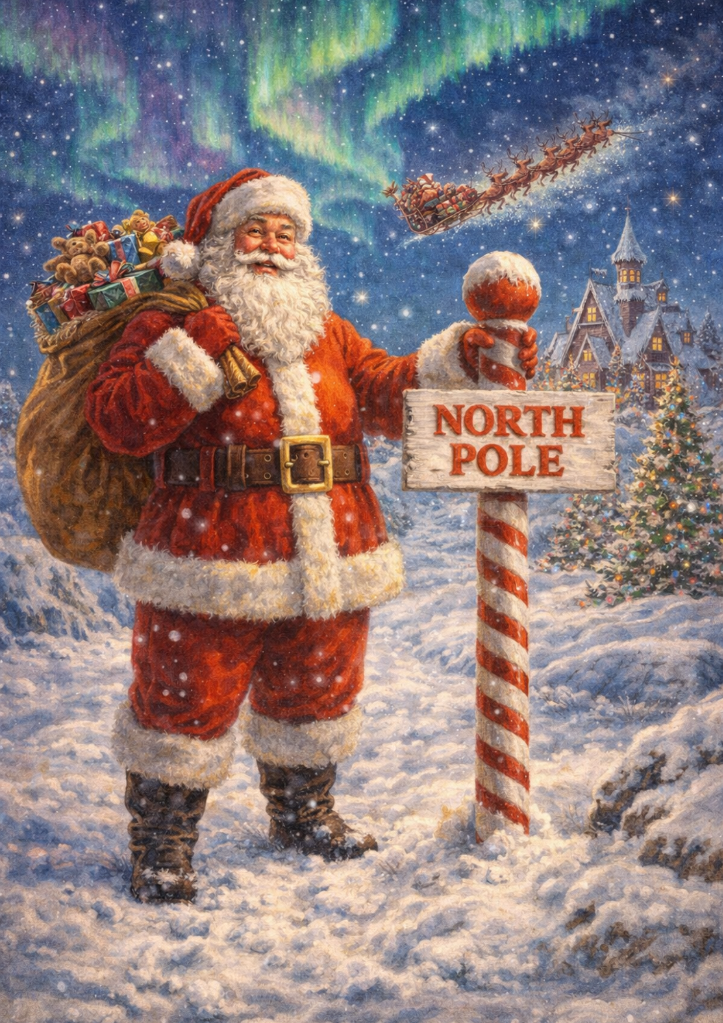 Sticker Sheet / Greeting Card – Santa on North Pole Full Cat. No. 9179