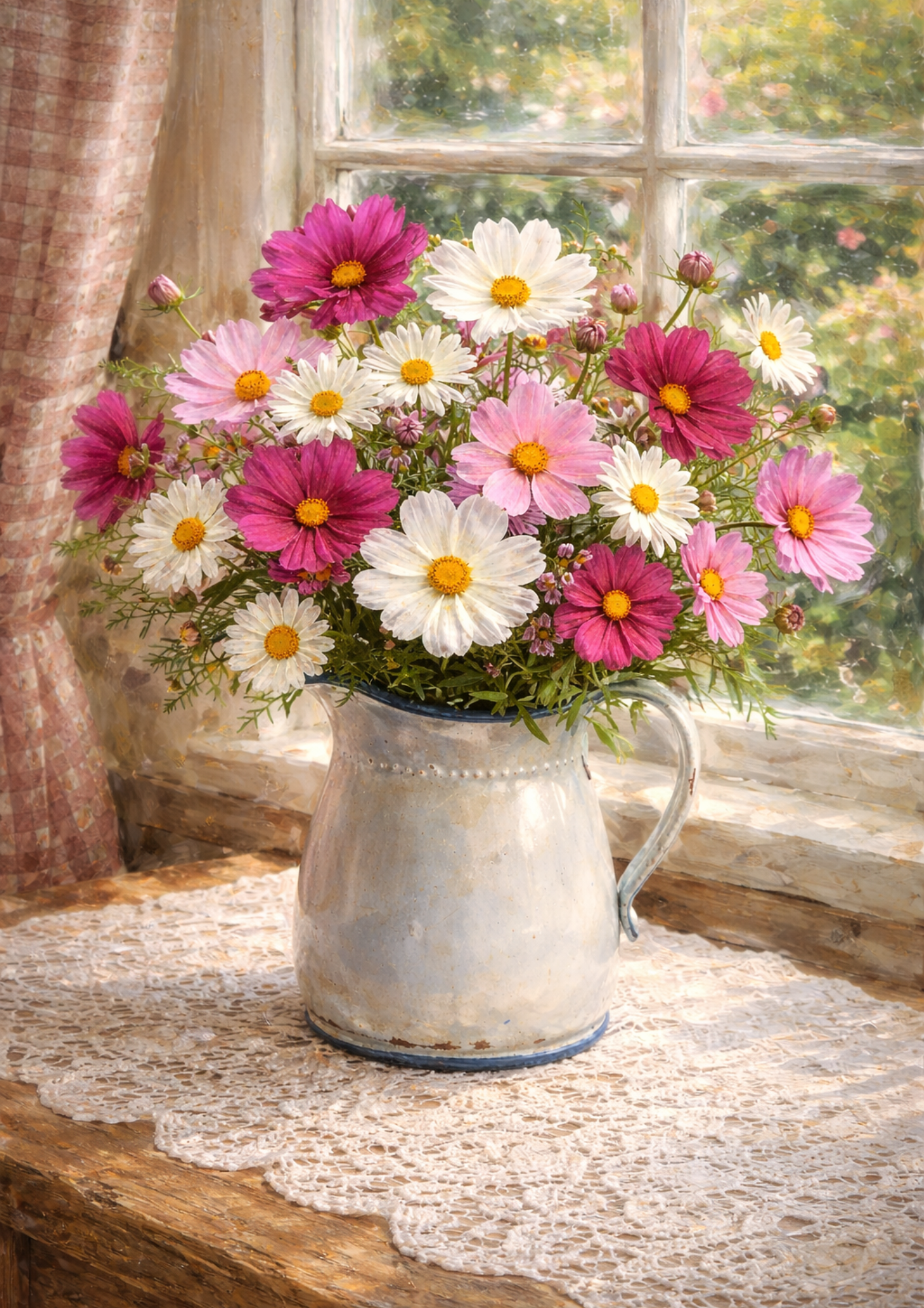 Sticker Sheet / Greeting Card – Bouquet of Cosmos Flowers Full Cat. No. 9184