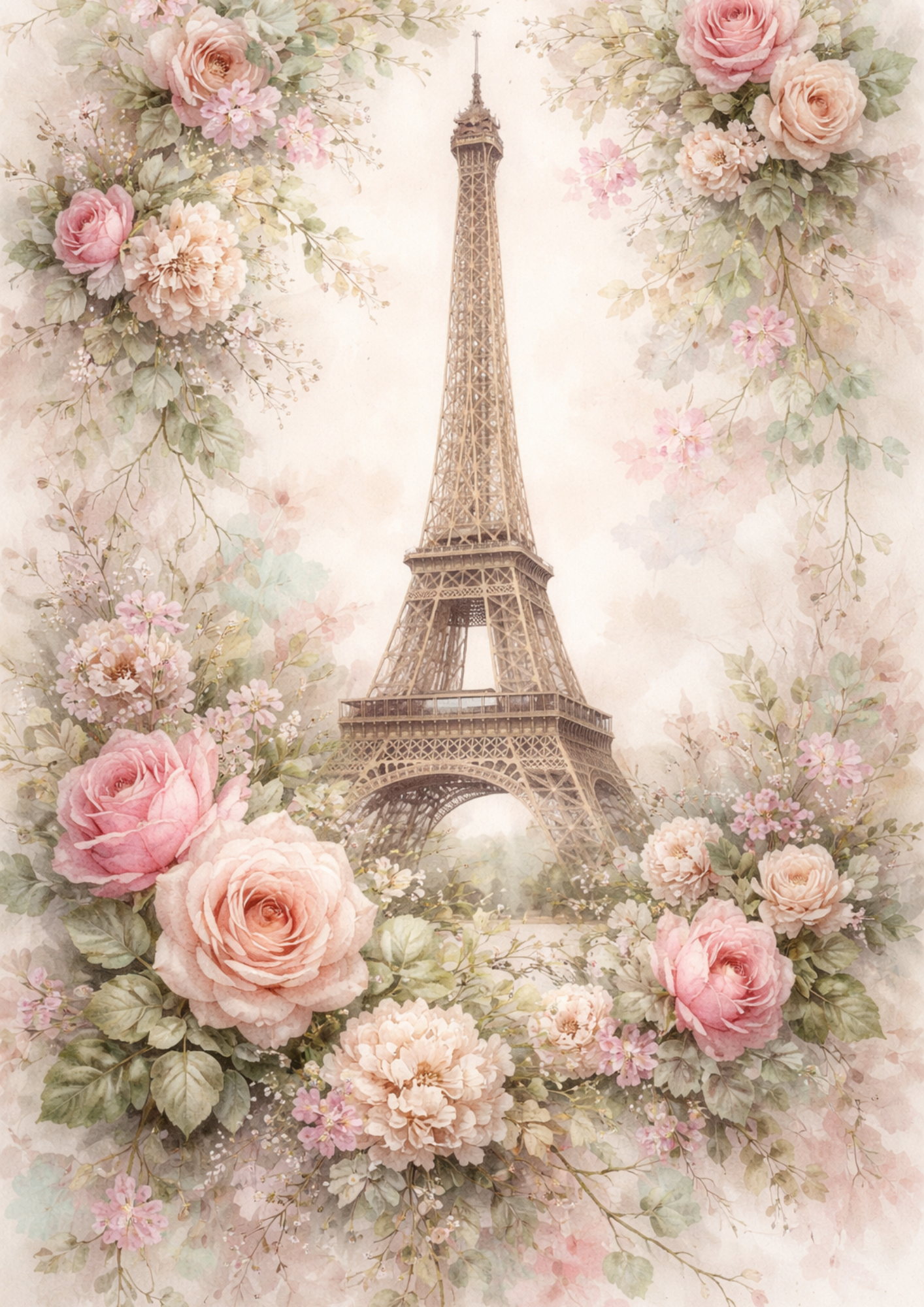 Sticker Sheet / Greeting Card – Eiffel Tower in Shabby Chic Style Full Cat. No. 9193