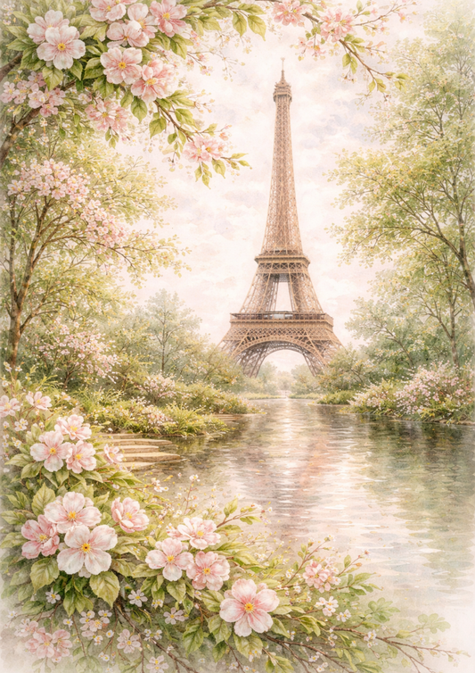 Sticker Sheet / Greeting Card – Eiffel Tower in Shabby Chic Style Full Cat. No. 9198
