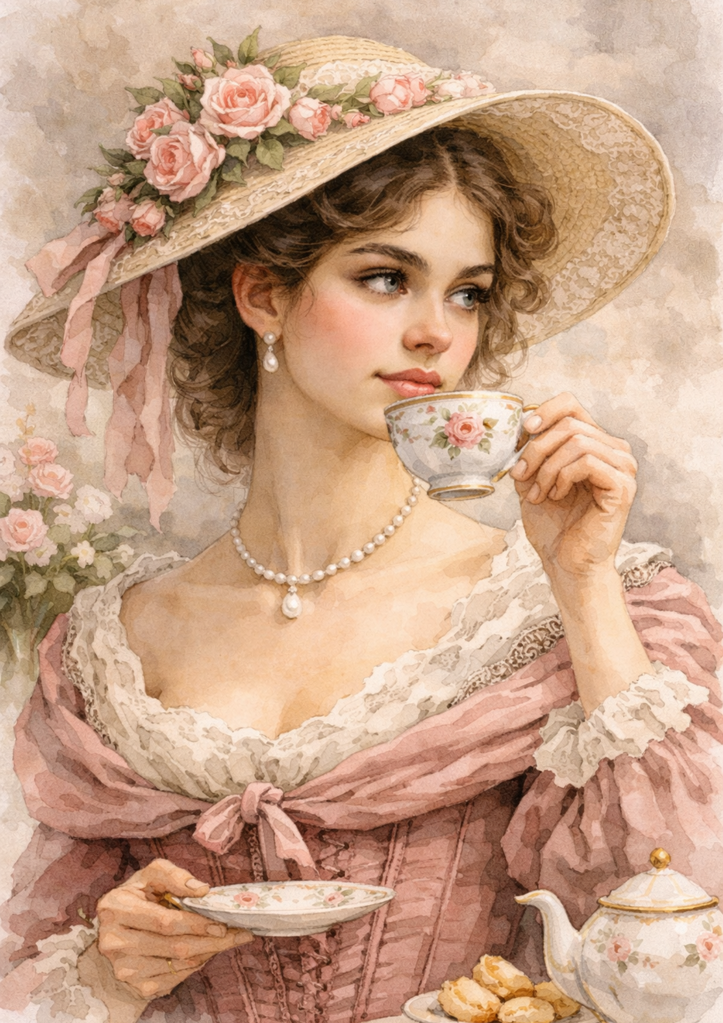 Sticker Sheet / Greeting Card – Victorian Woman Portrait Full Cat. No. 9203