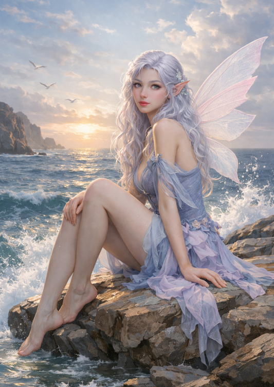 Sticker Sheet / Greeting Card – Etheral Fairy on the Seaside Full Cat. No. 9208